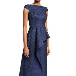 Jacquard side drape overlay gown Teri John by Rickie Freeman